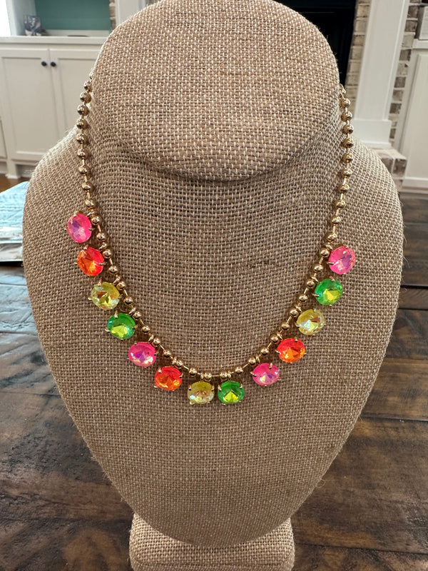 Neon Multi Rhinestone Necklace