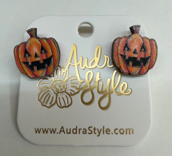 Audra Style Pumpkin Stud Earrings