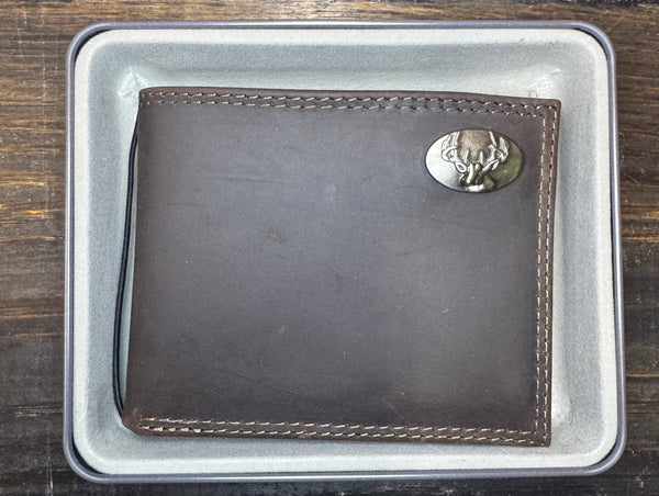 Zep-Pro Crazy Horse Leather Bi-fold Wallet Buck