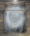 Burnished Antique Brown Leather Front Pocket Wallet Buck