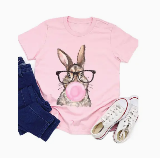 YOUTH Glasses Bubble Blowing Bunny T Shirt