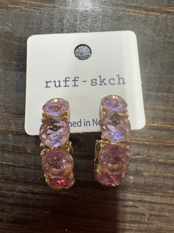 Round Stone Embellished Hoops