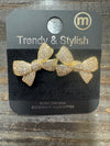 Cubic Zirconia Pave Ribbon Bow Earrings