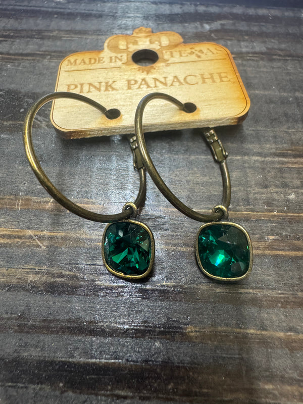 Austrian Square Crystal Hoop Earrings