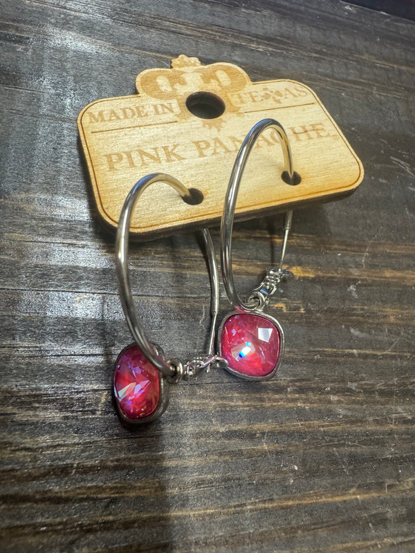 Austrian Square Crystal Hoop Earrings