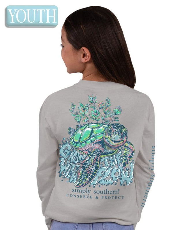 YOUTH Simply Southern Grow with the Flow Trackable Turtle Shirt