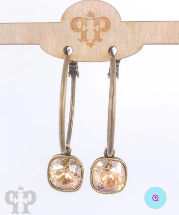 Austrian Square Crystal Hoop Earrings
