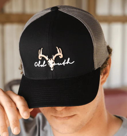 Old South Deer Euro Mount Trucker Hat Black