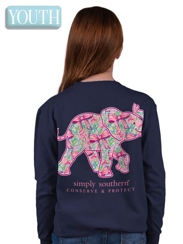 YOUTH Simply Southern Trackable Bow Elephant Shirt