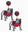 UGA Georgia Bulldogs Hairy Dawg Resin Mascot Earrings in Red/Black