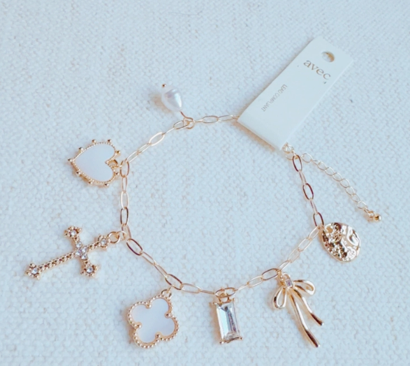 Bow Heart Clover Charm Bracelet