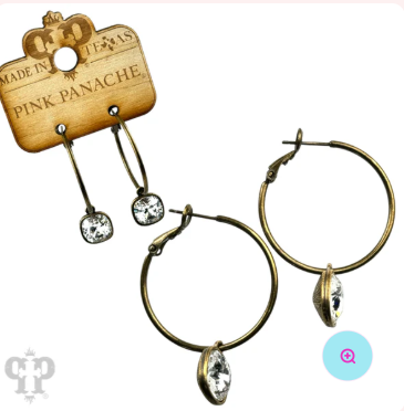 Austrian Square Crystal Hoop Earrings