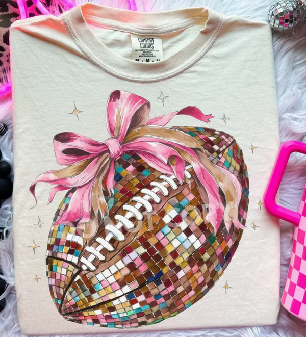 Disco Football with bow tshirt