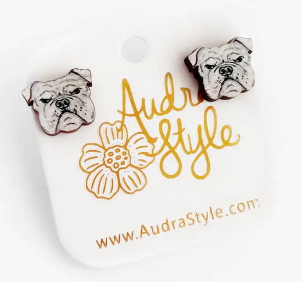 Audra Style Bulldog UGA Statement Earrings