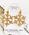 Leather Sequined Christmas Snowflake Earrings