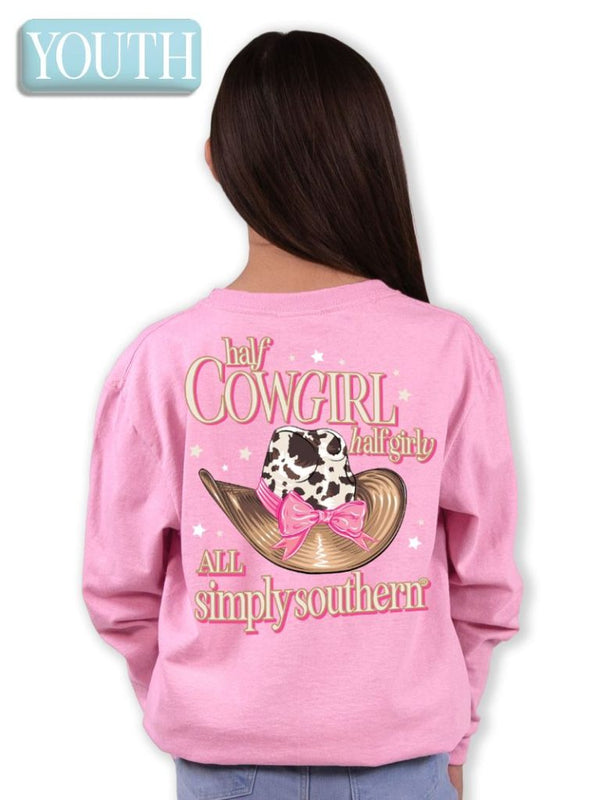 YOUTH Simply Southern Half Cowgirl Half Girly Long Sleeve