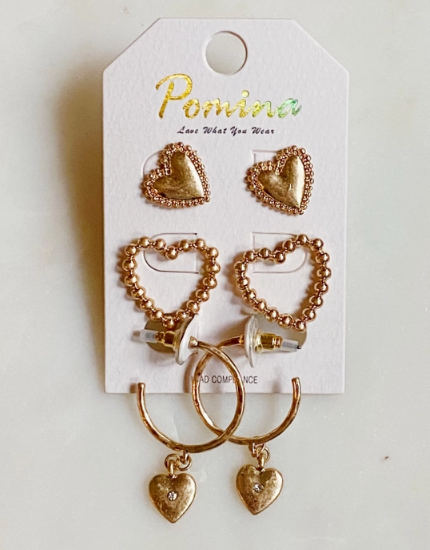 Perfect Heart Earrings Set of 3