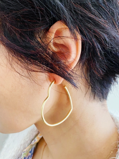 Matte Gold Heart Shaped Hoops