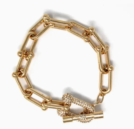 Gold Pave Toggle Bracelet (7.5 inches)