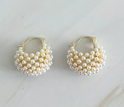 Pearl Knit Hoop Earrings