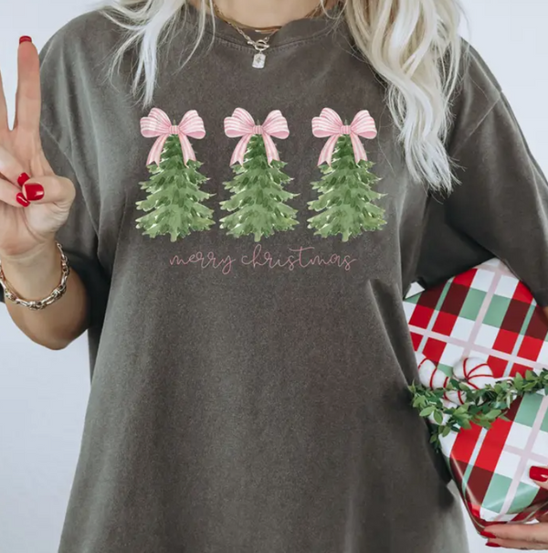 Pink Bow Christmas Tree Shirt