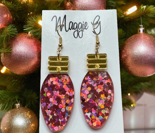 Christmas Statement Earrings Christmas Lights