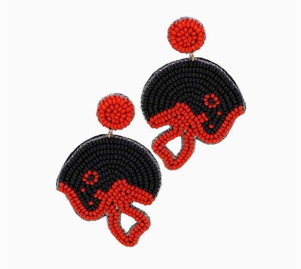 Red & Black Helmet Statement Earrings