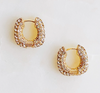 Gold Pave Square Huggie Hoop Earrings