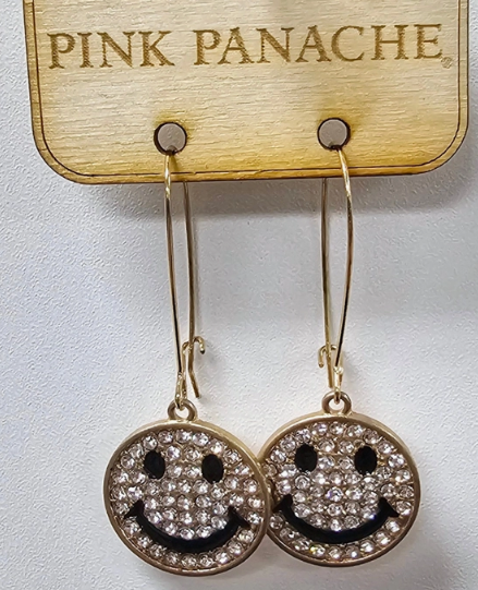 Rhinestone Smiley Face Earrings