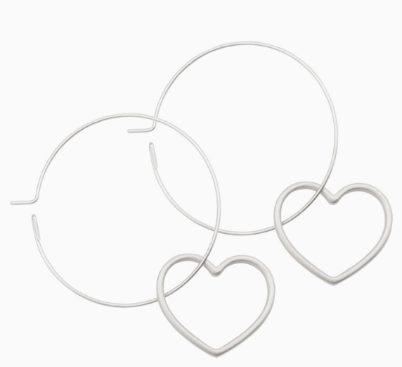 Floating Heart Hoop Earring