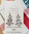 Leather Sequined Christmas Tree Earrings