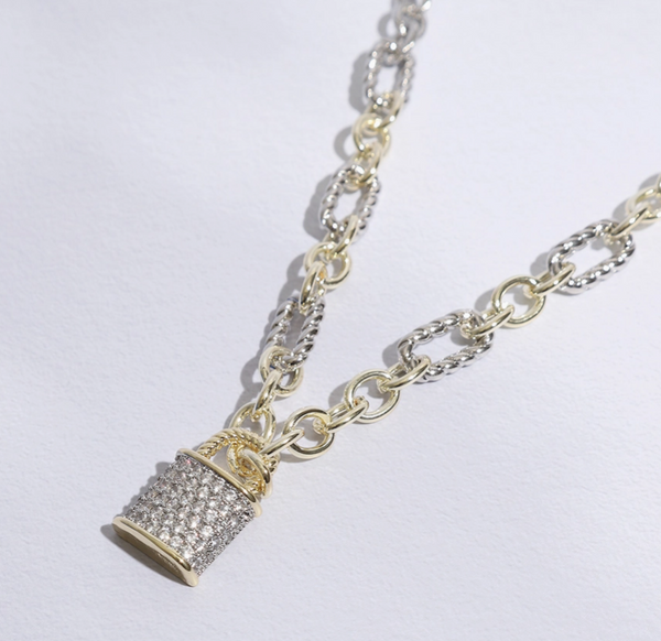 14K Gold Plated Lock Necklace