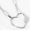 Heart Carabiner Paperclip Chain Necklace