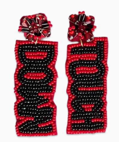 Red & Black Touchdown Statement Earrings