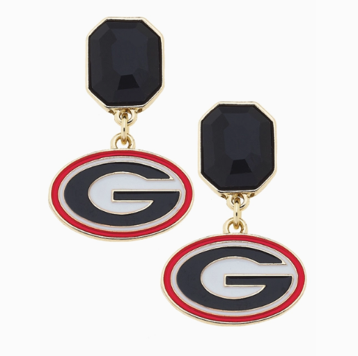 UGA Georgia Bulldogs Rhinestone Enamel Logo Earrings