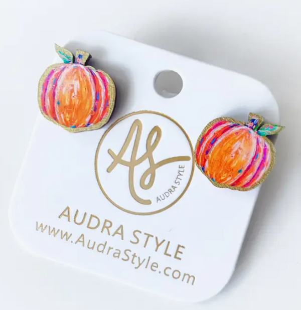 Audra Style Pumpkin Stud Earrings