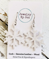 Leather Sequined Christmas Snowflake Earrings