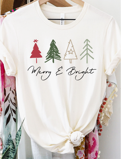 Merry Bright Christmas Trees T-Shirt - Main Image